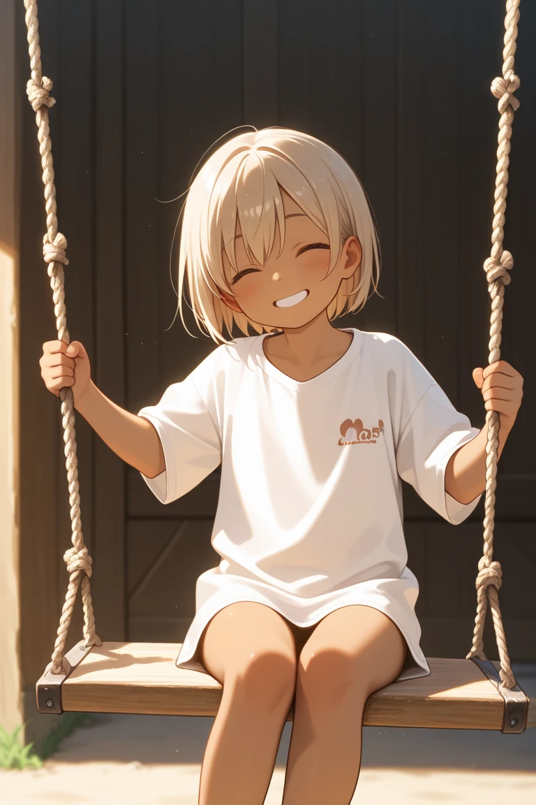 Masterpiece, high quality, absurd resolution, digital painting \ (artwork \), by dagasi, yupa, kiyosan, (fluffy fur, white fur, full body fur,), boys, blue eyes, white hair, shorts, barefoot, sitting cross-legged, crying, bright eyes, panorama, character focus. Detailed background, cloud background, (bell, pet collar, short sleeves: 1.2)