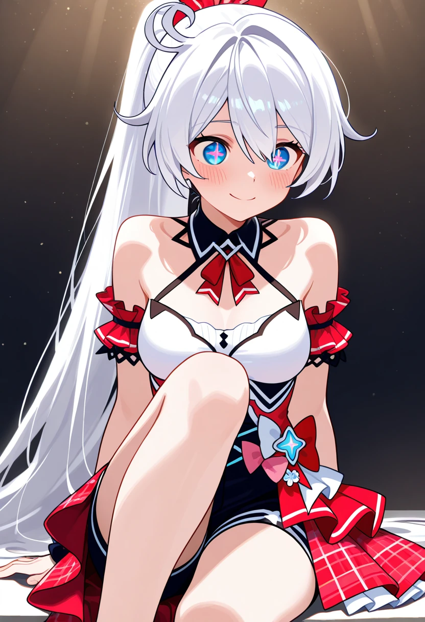 (Masterpiece), (Top Quality Anime Illustration), (Super Definition), One Girl, Solo, Beautiful Girl with Silver Hair, Anime Loli, Cat Ear Loli, Miniskirt Santa, See-through, Sleeveless, Smile, Cleavage Emphasis, Bare Skin Visible Lower, Navel Out, Thighs, Ass Protruding, Ass Focus