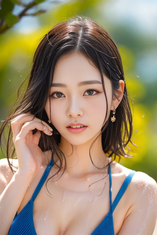 Korean Idol、Half Korean and half French、Small face、Big eyes、beautiful girl、Swimsuit、bikini、Beach