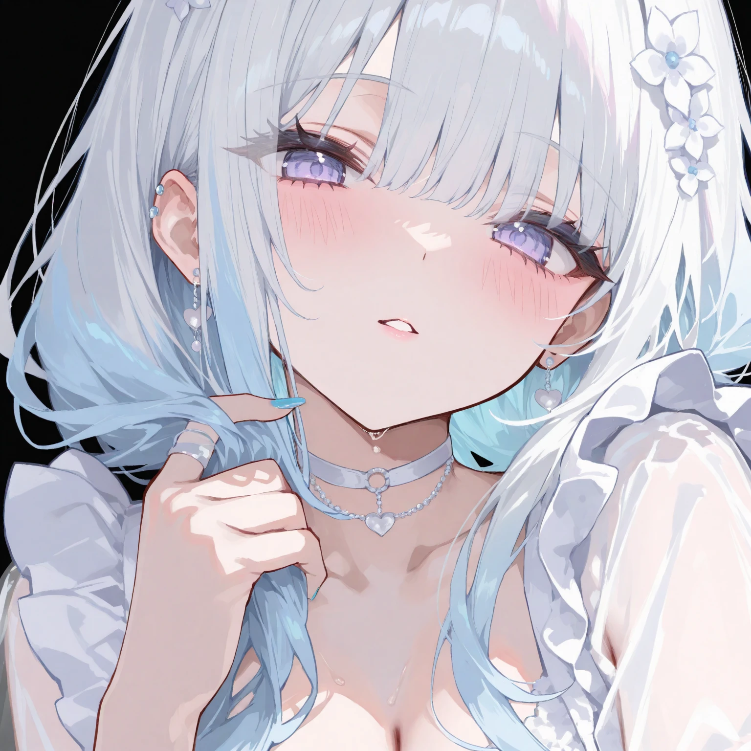 (Low Saturation:1.5),anime,1girl,pov,masterpiece,Awards, high quality,High resolution,HD,4K,8K,high quality,portrait,simple background,closeup upperbody,white clothes,Independently deformed breasts,shruged,viscous paint,(swiping breasts:1.3),oily skin,Slimy Cleavage,(Cleavage Bulge,deformed to flat breasts:1.4),(Medium breasts:1.2),Compressed chest,camisole,Crop tops,(Enhance breasts pose:1.3),sriped strap,perspective,perfect skin,smile,(pale color tone,grayscale:1.3),one point color