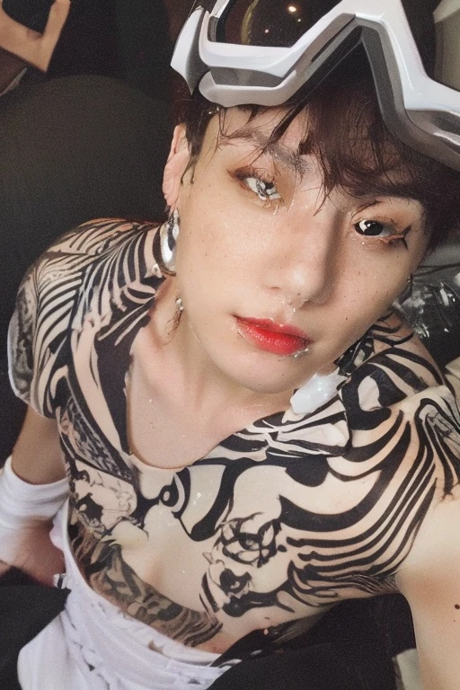 there's a man with a tattoo on his arm holding a beer, Jungkook, Kim Doyoung, Jung Jaehyun, Cai Xukun, Jinyoung Shin, taejune kim, Jimin, Toru Furuya, hyung tae, Araki nobuyoshi, yuuki hagure, por Ayami Kojima, Araki, cute japanese demon boy, Yoongi de cabelo preto