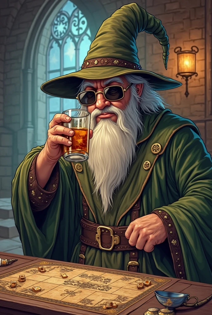(masterpiece:1.3), Gandalf from Lord of the Rings, diffuse lighting, fantasy, intricate elegant highly detailed, artstation, drinking beer, funny, happy, (bokeh:1.1), sun rays, (blurry background:1.1), ultra detailed, (muted colors:1.1), unsaturated, (Depth of Field:1.1), (by Anne Stokes:1.2), highlights in details, (low contrast:1.2), (volumetric shadows:1.1), thick outline, edge highlights, 3D