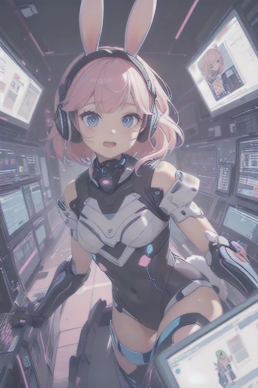 (masterpiece、highest quality、highest quality、Official Art、Beautiful and beautiful:1.2)、(One girl:1.3)Hatsune Miku、Twin tails,Beautiful breasts,((highest quality, masterpiece))(SF wind,:1.2)(Jis:1),One girl,alone,chest,Long Hair,blush,bangs,Science fiction background,whole body,Pink bodysuit,alone,bracelet,chest,Long Hair,View Viewer,bangs,Eyebrows visible through hair,Virtual YouTuber,(machinery headphones:1.2),(Machine Style:1.2),animal on head,Depth of written boundary,Incredibly absurd,Cinema Lighting,Tyndall effect,Moody lighting,reality,Cowboy Shot,headgear,Pink Hair,Fascinating,Mechanized Girl,Spaceship,(White bodysuit:1.2),head_mount_screen,Cat_ear_headphones,Outdoor,Combat Stance,Expressionless,1. Starfield,Gundam,In space,