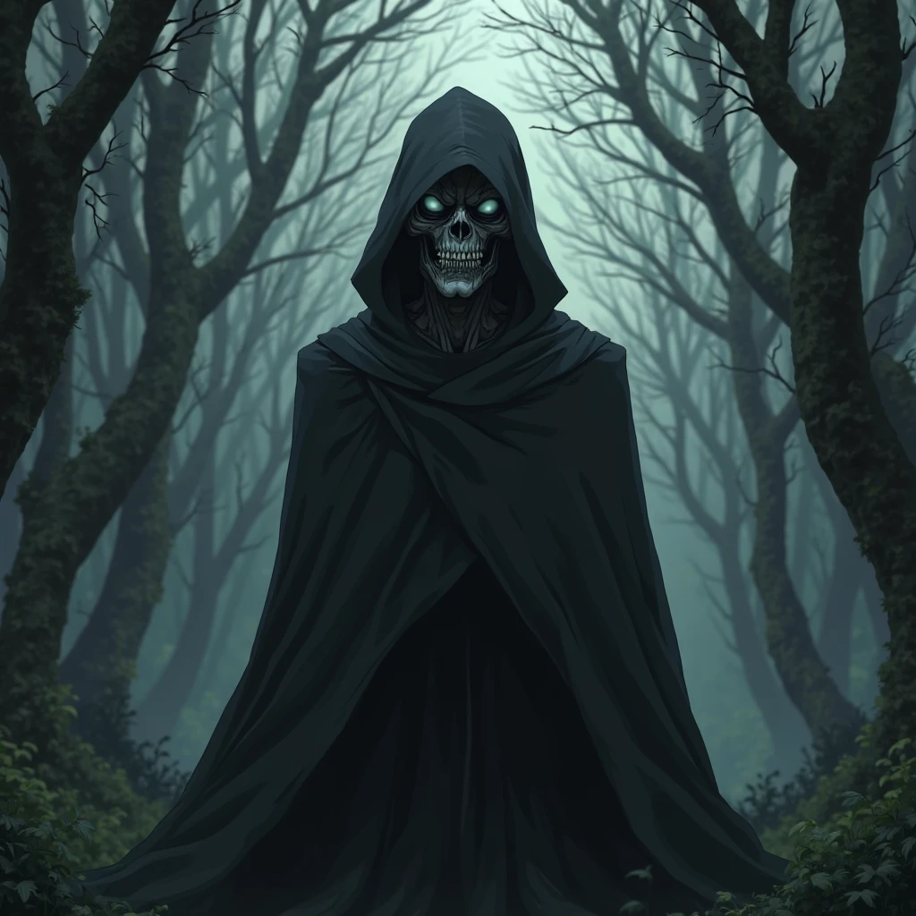 Tree of flesh in ashes. There is fog and darkness all around. gloomy. Human faces under the carny(horror)