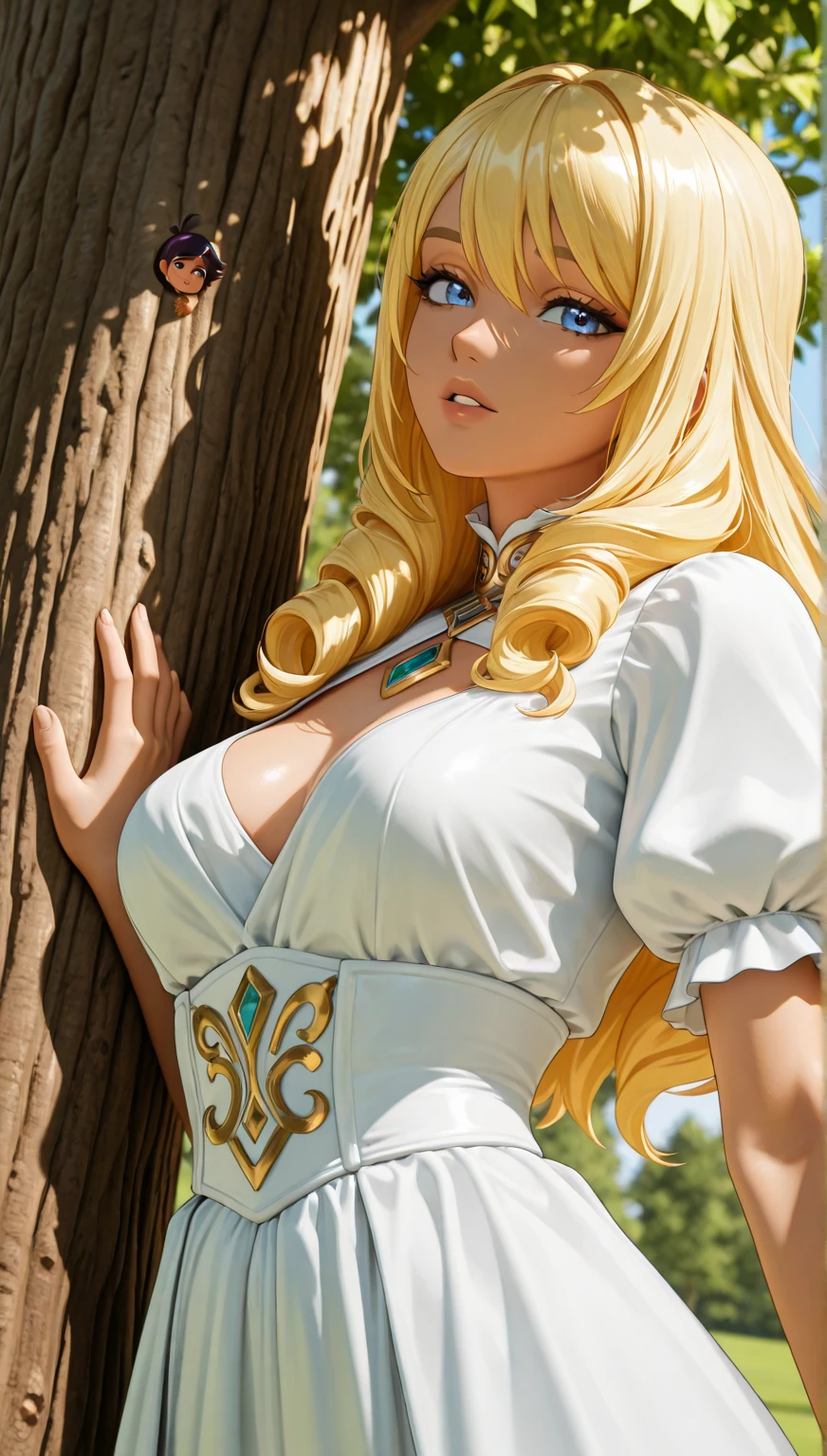 (masterpiece), best quality, expressive eyes, perfect face, ((best quality)) ((masterpiece)) 1woman, mean_face, huge_breasts, solo, long_hair, green_eyes, blonde_hair, freckles, looking_at_viewer, massive_breasts, wide hips, freckles, gold_trim, very_long_hair, armlet, jewelry, bangs, gradient, collarbone, orange_royal_gown, flowy_clothing, robe, beautiful-scenery-background-1, perfect-green-eyes-1, highest-quality-1, excellent-quality-1, best-quality-1, best-eyes-1, highest-quality-eyes-1, best-hands-1, best-quality-hands-1, perfect-face-1 