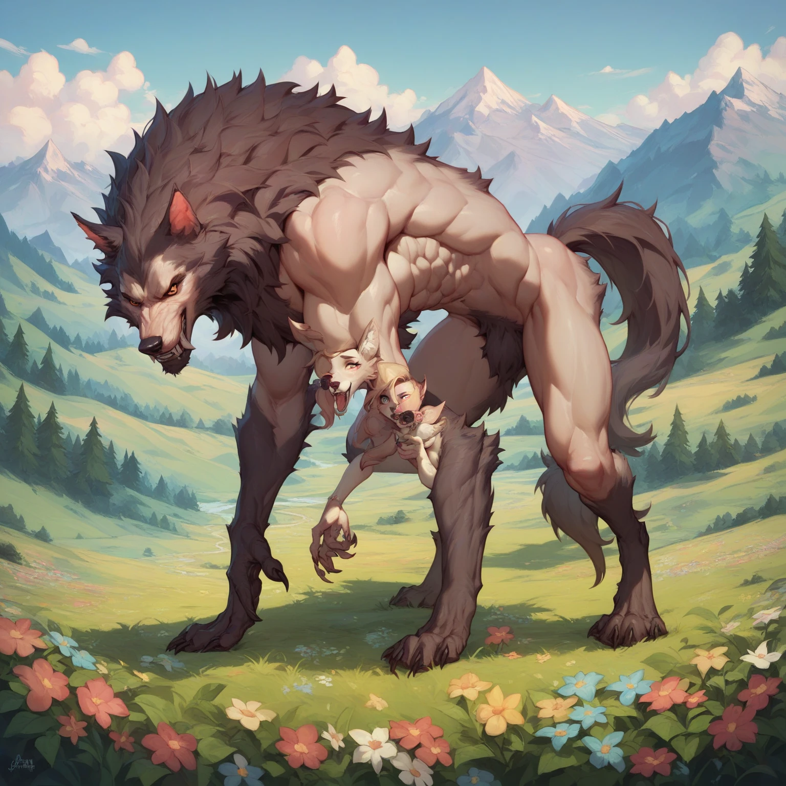 masterpiece,high quality,anime, ultra detailed
, 毛むくじゃらの雄の黒Wolf, Wolf, great physique,Strong arms, manly
, Completely naked, (Excessive sweating:1.7), Backwards, (On all fours:1.3), (Defecating), (Mountain of poop:1.5)
, Dark penis, A lot of semen, Big cock, erection,
, (Black and brown ass:1.7), Black anus
, From null-ghost, night, Dark Forest, night空, Bonfire light