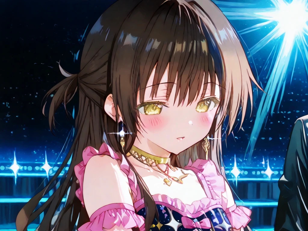 1girl, looking at viewer, smile, smug face,
hands on hips,
pikkyherta, 1girl, long hair, purple (glowing:1.2) eyes, solo, hat, dress, bangs, looking at viewer, flower, (doll joints:1.1), brown hair, hair ornament, black headwear, hair flower, chains, frills,
<lora:hertaStarRailV1:1>
<lora:lLAS_v10:0.8>