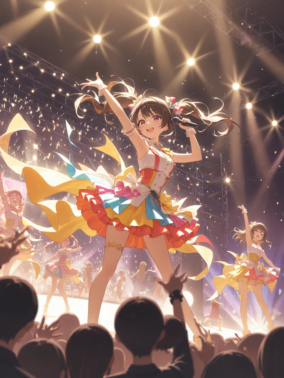 idol,Idol groups,Dancing,on a stage,spot light,spectator seats