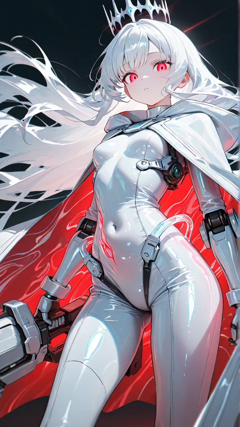 8K uhd, materpiece, a beautiful girl, detaild eye, good face, detaild eyebrow, cyberpunk outfit, white outfit, cyberpunk, Cyberspace, cyberpunk shining background, neon effect, Spreading lighting, red lighting, whole body capture,full body,big tits ,big tits