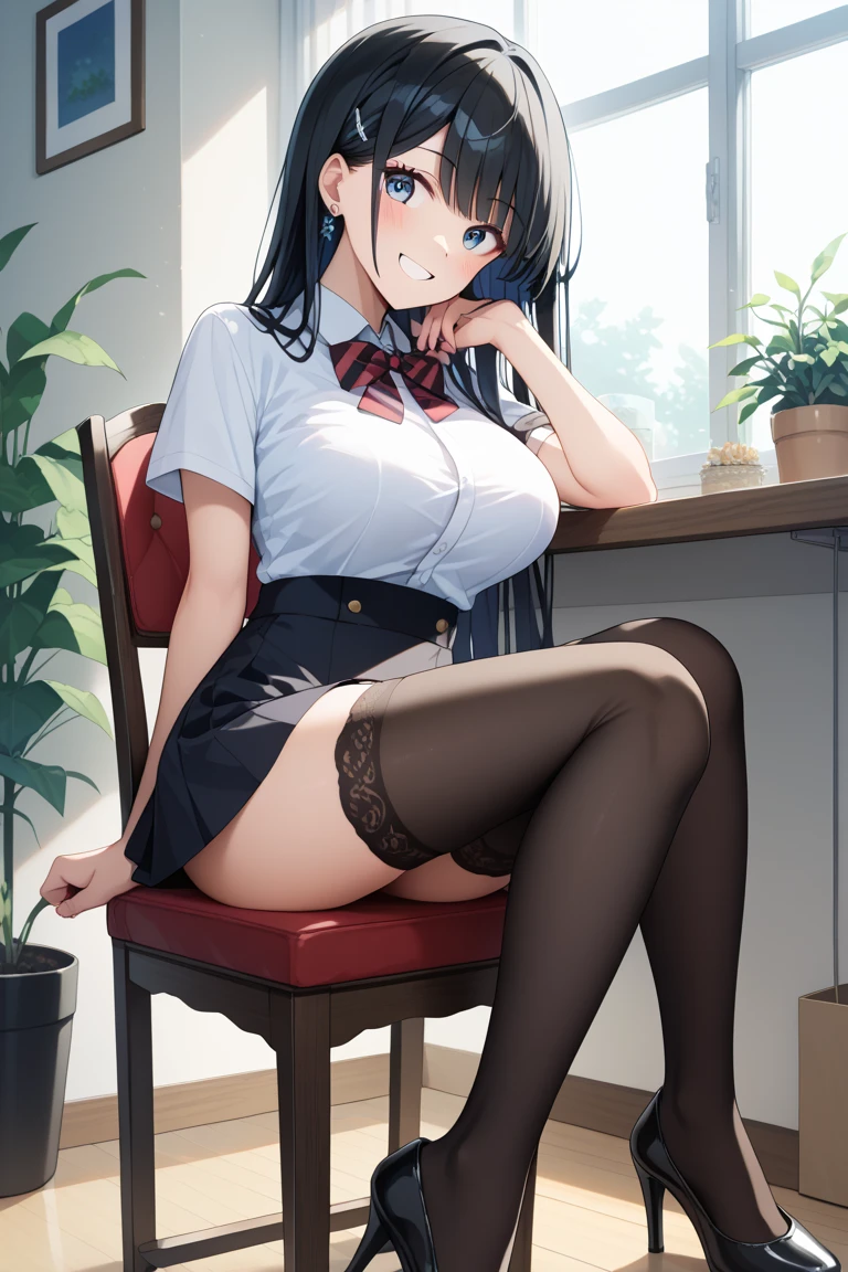 Thich thighs big school anime girls in the class mini skirt school unıform beautiful in the class classmate fishnet stockings