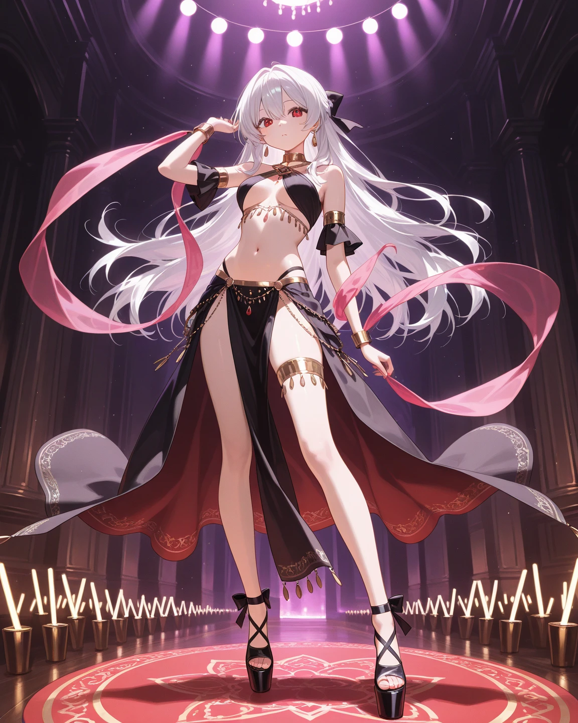 Anime - style woman standing in unreal space in sexy hanfu, seductive anime girl, sexy ancient female warrior, (big breasts 1.1), (long legs 1.1), [ 4 k digital art ]!, smooth anime CG art, female action anime girl, shiny white skin, SFW version, full body pose, perfect body