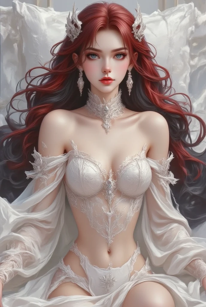 Best Quality, Masterpiece, (Realistic: 1.2), 1 girl, slim girl, red hair, brown eyes, front, detailed face, beautiful eyes, brown eyes, big eyes, small breasts, cleavage, long dress