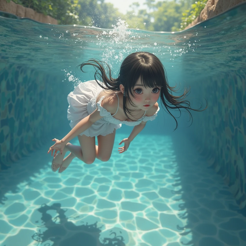 The bottom of the sea, colorful, gorgeous, little girl holding a fish tank, all kinds of fish --auto