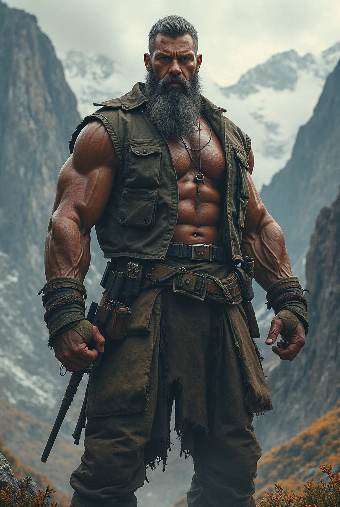 Hot man, wearing no shirt, beautiful face, muscular chest, very large and shaped volume in the underwear, huge lump in groin, forst, sweaty lumberjack body, muscled body, hoarse, stark, sem beard, arms raised, hairty armpits