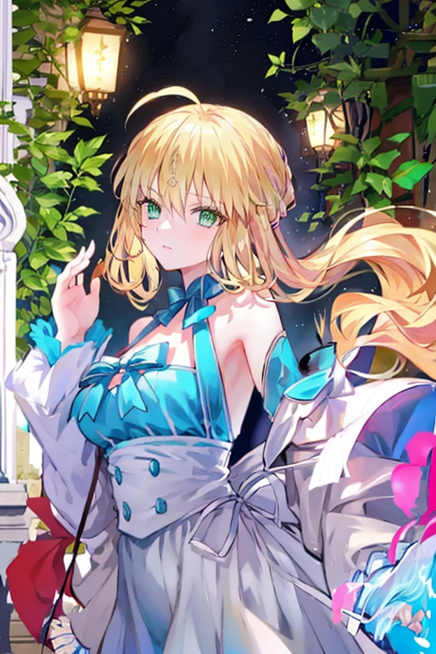 ice, 1 girl, alone, blonde hair, long hair, straight hair, yellow eyes, Sunny, Are standing,  Costume, playboy ,  armpits