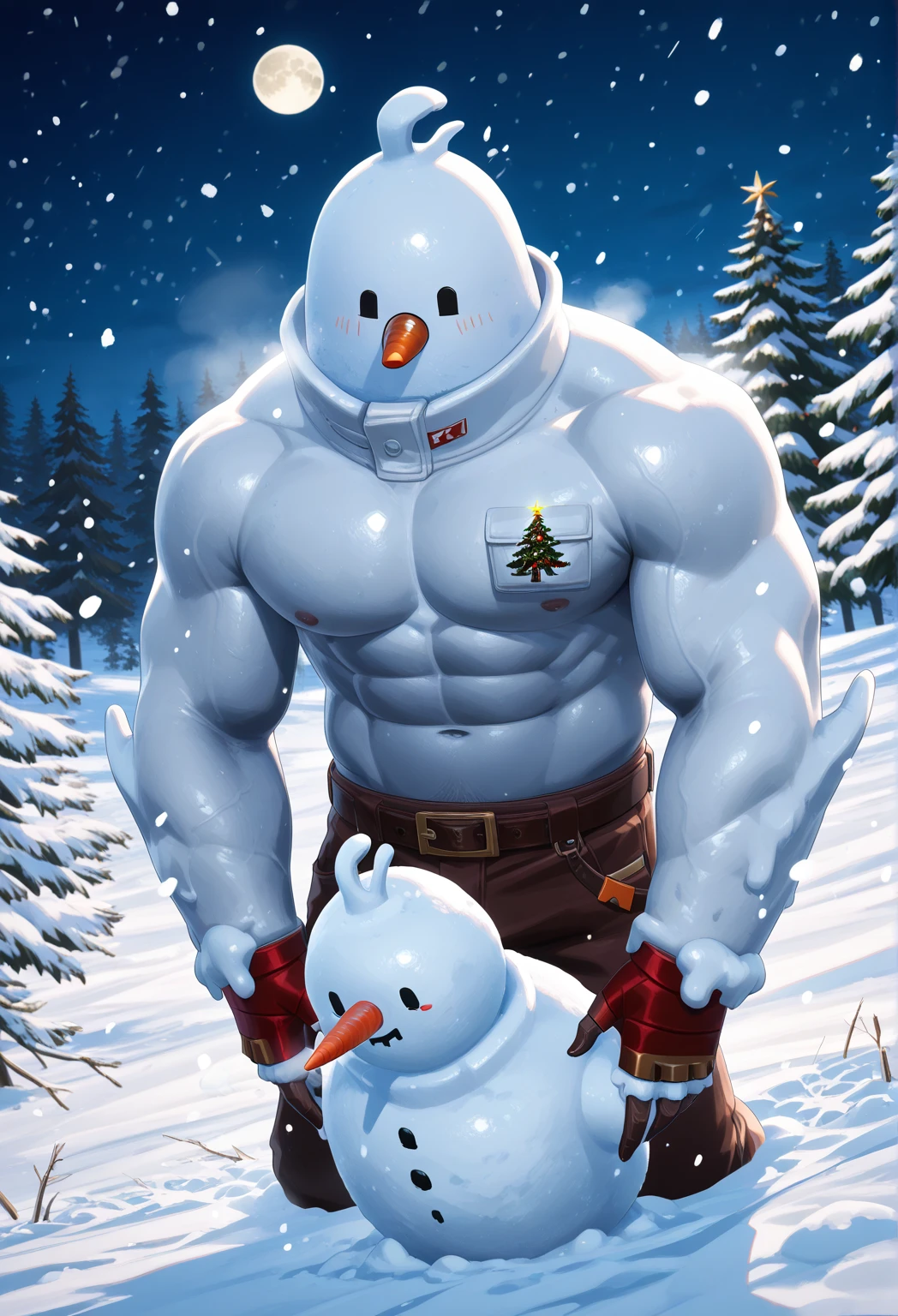 doodle, snowman, bull horns, (score_9,score_8_up,score_7_up,score_6_up,score_5_up,score_4_up)