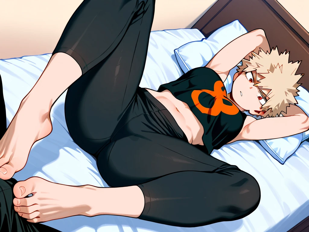 ((Masterpiece)), ((highest quality)), ((male genitals)), young male, Shouyou Hinata_Haikyuu, wearing a thong, in his bedroom, squatting, view from behind