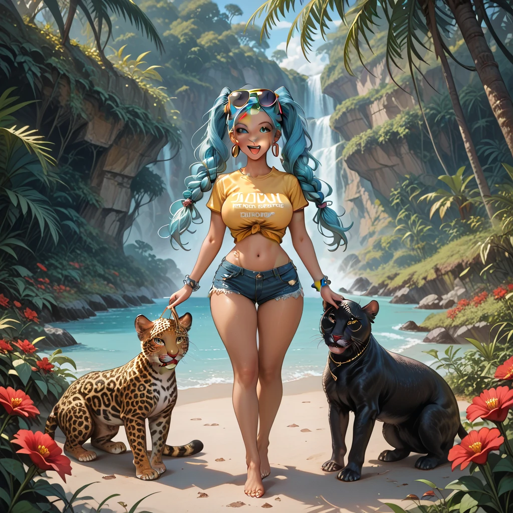 obra-prima, melhor qualidade, brilhante, feliz, Soft lighting and Warm, sun sunset, menina parda, cabelos encaracolados longos ate metade das costas com oculos redondos de grau, lendo um livro com um gato de duas cores, preto e branco, fofo, garota sentada numa janela vendo a paisagem do mar, garota magra adolecente cabelo preto longo (Sparks: 0,7)