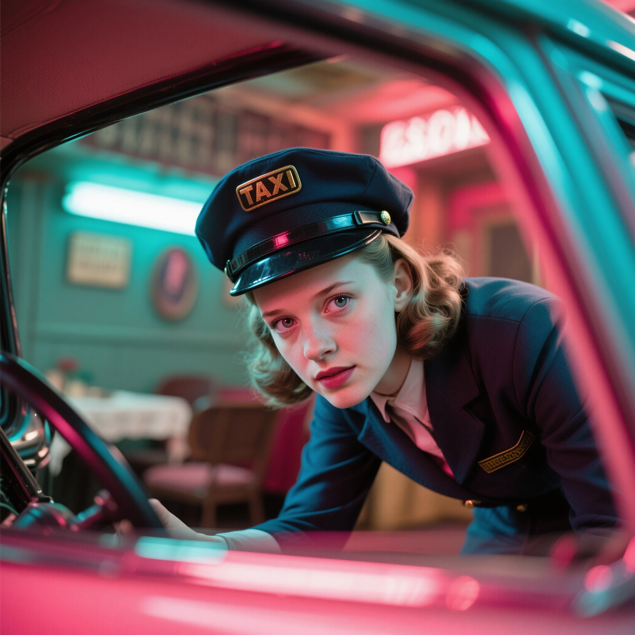 cinematic photo analog style portrait of an (((ohwx woman))) , wes anderson movie, still from stanley kubrick movie <lora:myers__dh_128_sdxl_v1b:1.05> . 35mm photograph, film, bokeh, professional, 4k, highly detailed