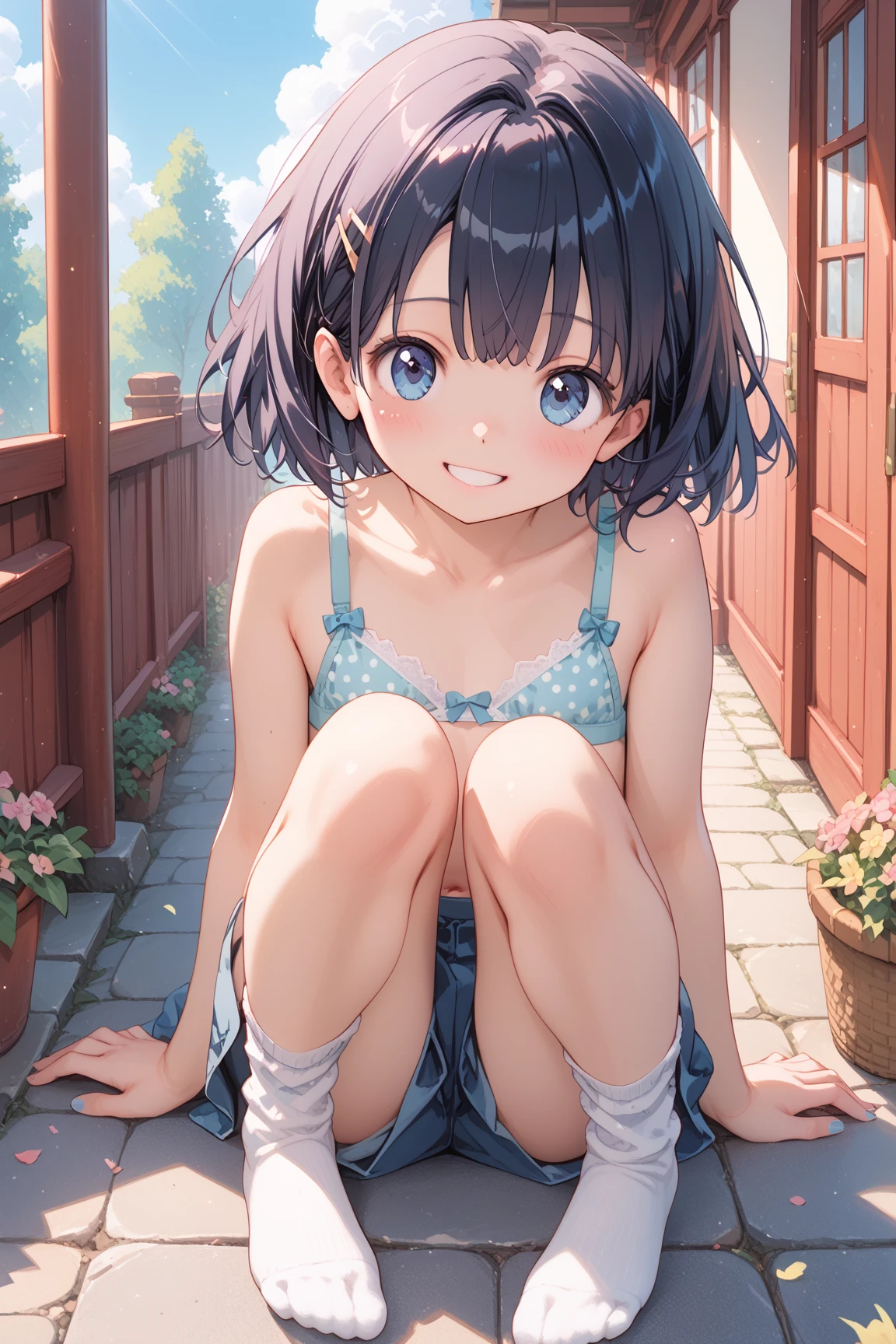 1girl, 独奏, (show off underwear: 1.4), ass pov, (light blue underwear: 1.2), masterpiece, best quality, absurdres, long hair, (shiny skin: 1.2), close up nether region, sunshine, (squatting: 1.2), summer Please draw a stylish girl in costume. She's wearing a light sundress and sandals, and is wearing a wide-brimmed hat. Express the relaxed summer vibe with clear skies and gentle waves on the beach in the background.Realistic Flesh,The bite is clear,Stylish hairstyle,Curly hair,Backlight,Shiny Hair,Stylish panties、