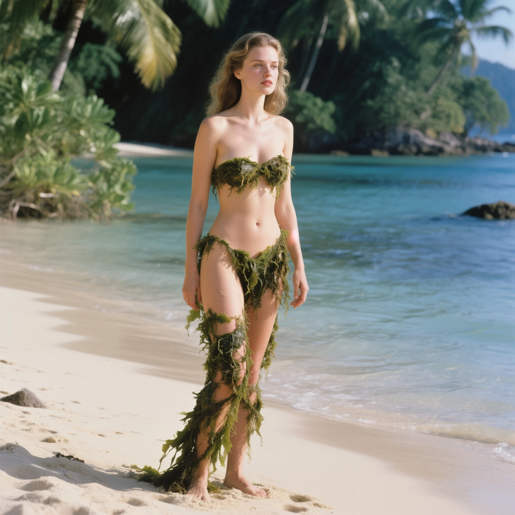 (a ditzy, comically clumsy, scantily clad blonde:1.1)helping hunt (dinosaurs,dinosaur,humid jungle:1.1), (damsel drawing:1.1)the dinosaur out of hiding in a (humid jungle, dense forest) with her (comedic clumsiness,unsteady walk). The scene is (lively, vibrant) with (overgrown foliage, lush greenery) and (thick mist, fog) creating an (atmospheric atmosphere:1.1). The blonde has (beautiful long hair), (bright blue,dreamy blue:0.9)eyes, and (pouty,luscious,full,mischievous:1.1)lips. She is wearing a (revealing,sexy:1.1)outfit that perfectly matches the (adventurous:endangered) theme of the jungle expedition. The dinosaur she is hunting is a (giant,ferocious:1.1)creature that lurks between the trees. The lighting is (dramatic:1.1) with rays of (sunlight,light) penetrating through the canopy. The overall image quality is (best quality,high-res) with (vivid colors,sharp details).