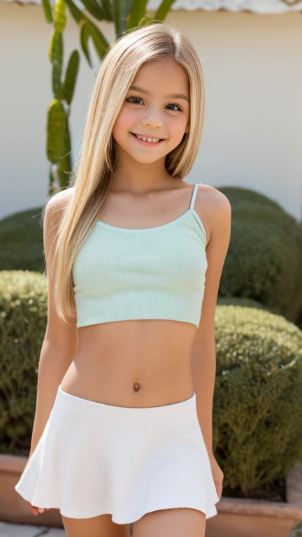(( girl)), blond hair girl, camisole fitting, posing for a picture, sports tightest shorts fitting, cute face, petite girl, slim girl, small girl, petite girl, young girl, shapely girl, muscular girl, charming girl, smile, socks, intense colors of clothing