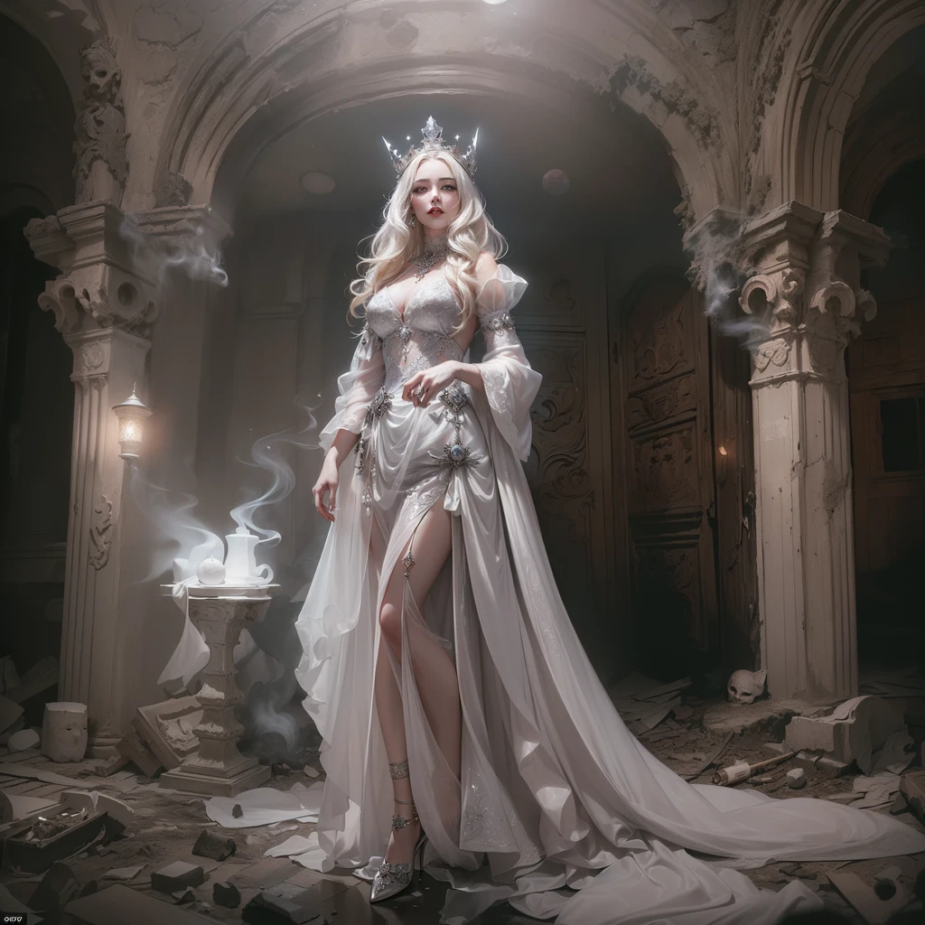 (Prwaessional 3D rendering:1.3) wa (Realists:1.3) The most beautiful art photo in the world, candice swanepoel, ((Epic hero The fantasy in dynamic pose, Fantastic location, majestic, crowded environment)), Full Body 8K Unity Rendering, action shot, Hautporen, very dark lighting, Strong shading, detailed, detailed face, (exhilarated, foto Realists, Realists, dramatic, dark, keen focus, 8k), (wearing a white evening dress:1.4), ((((Wear a white evening dress, muito detalhado, High resolution)))), (complicated:1.4), wears a tiara, very beautiful jewelry, bare shoulders, bare shoulders, decadent, (Very detailed:1.4), Digital Drawing, Rendering wa Octane, Art stations, conceptual art, smooth, keen focus, Illustration, Art germ, (loish:0.23), Wlop Ilja Kuwschinow, und Greg Rutkowski und Alphonse, (Global Illumination, studio light, volumetric light), floating particles, Lord wa the rings, The fantasy, ((dark and ancient city background:1.3)),CGS Gesellschwat,Art stations, blue eyes, bright eyes, hellblue eyes, platin blond hair, very long hair, Slender waist, looks into the camera, Seductive look, playful, narrow shoulders, slim body, elegant, gracefull