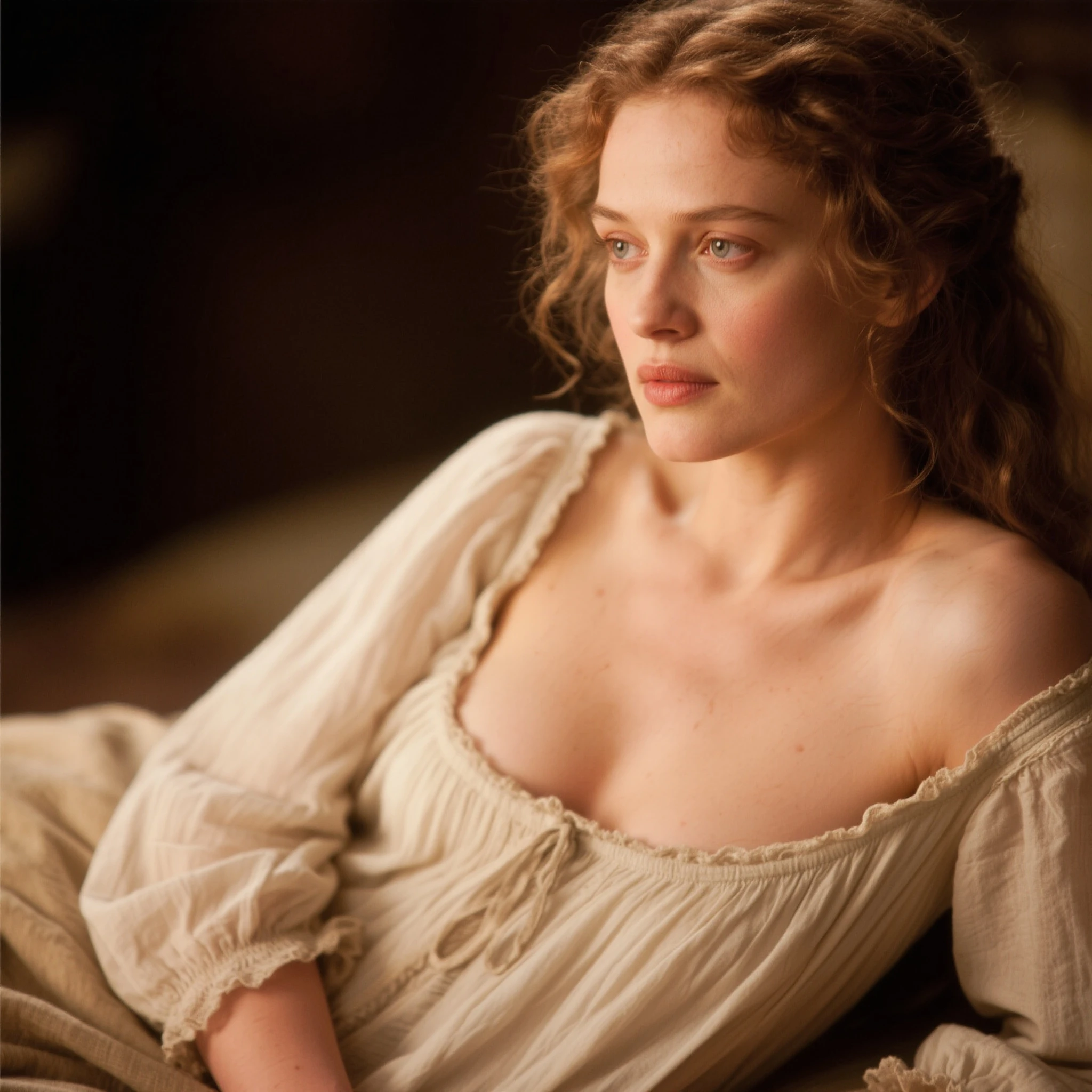 Undead Elizabeth Swann on her knees, forced oral sex, (oral rape:1.3), Sexual violence, hand on her head, holds her by the hair, (traces of beatings on her body:1.2), torn clothes, Sexual slavery, hellish torment, demon pissing on her face
