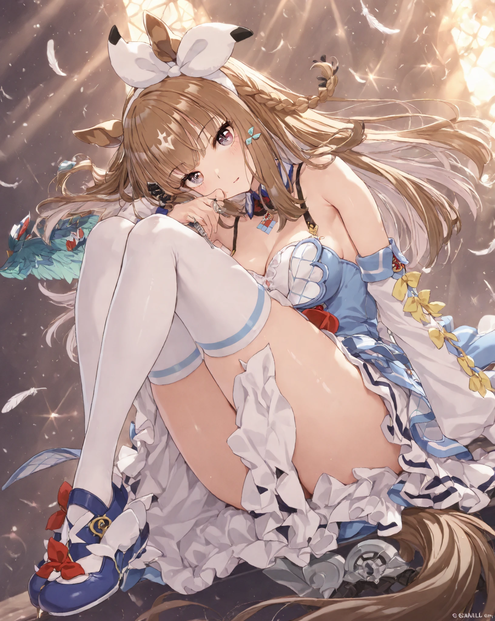 1chica, Hair:Semi long chestnut color, brown eyes, caea skin, Female gender, breasts size m, little hips and little waist, with pajamas.