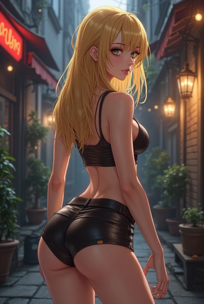 masterpiece, best quality, High Definition Beautiful woman, beautiful face woman bending over in the street showing her butt, patern flower skirt:1.1, with a beautiful smile, beautiful face, long hair, no thong, no underwear, no panties, beautiful pussy, street, blonde hair