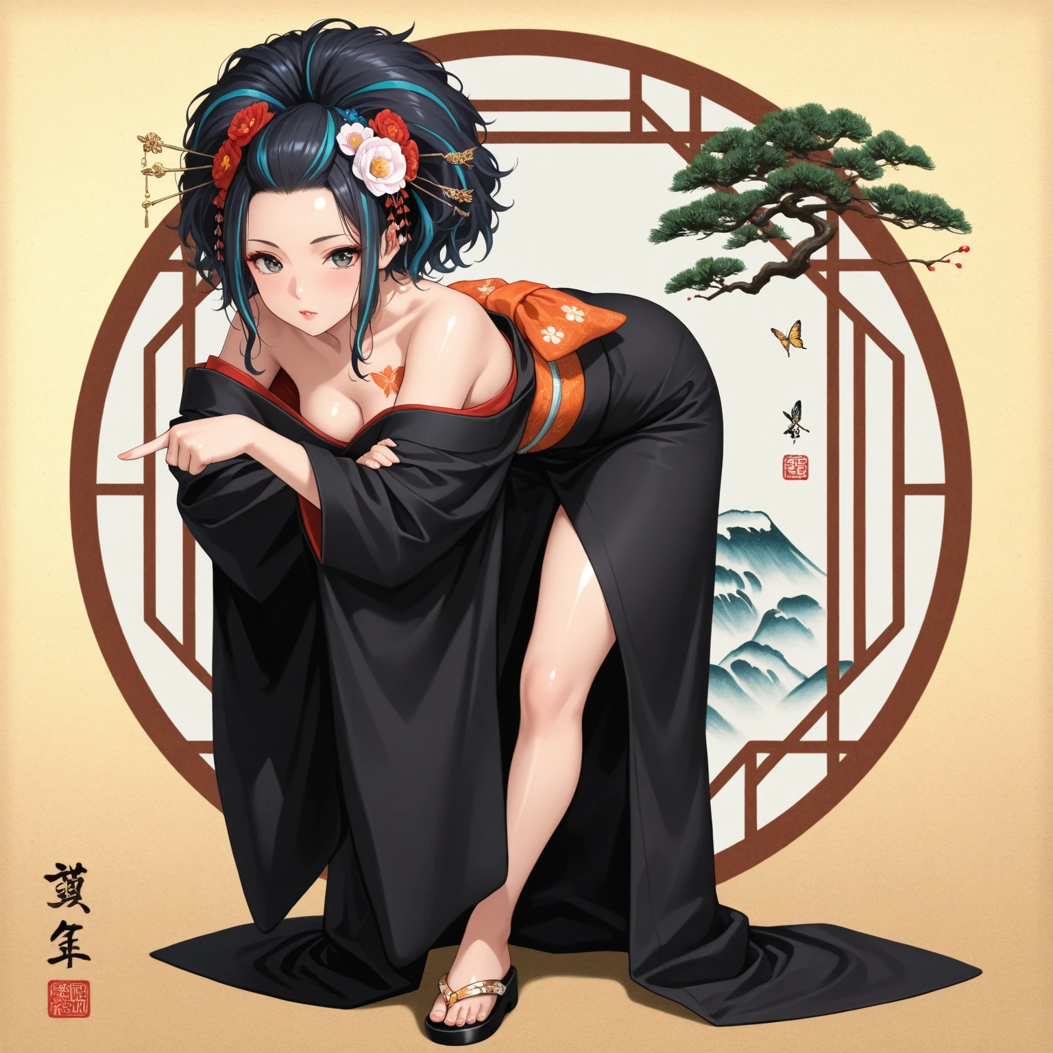 (Daisaku),(Need),(Super meticulous),(full bodyesbian:1.2),Japanese ukiyo-e girl，japanese geisha，Beautiful，Oriental dragon，one tiger，Aeolian Thor，Raised sexy，爆乳，Oriental face，TV Anchor，Bust portrait illustration，Alone，a blue tie，The face is slightly chubby，The face was clean，without a beard，Black super short hair，Black eyes，Smile confidently，3C computer sub-products，iPad， iphone，Digital painting，3D character design by Mark Clairen and Pixar and Hayao Miyazaki and Akira Toriyama，The illustration is a high-definition illustration in 4K resolution，Bodhisattva，Female Bodhisattva，The eyebrows are like Satsuki，The eyes resemble double stars，The jade face is naturally joyful，Vermilion's lips were a little red，Sit on a huge lotus leaf，(nsfw: 1.5) (naked: 1.5), pubic, (full body: 2.0)