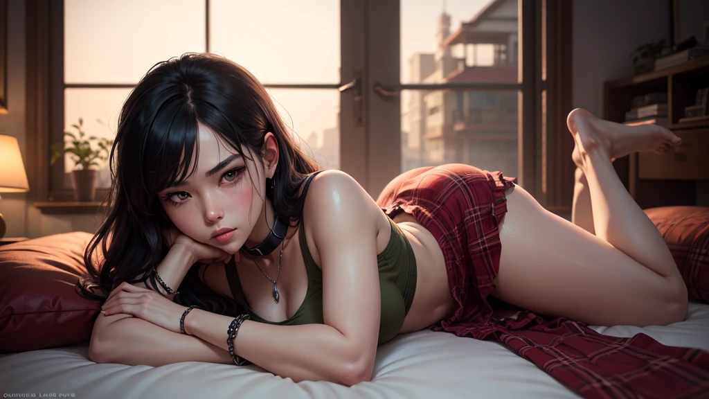 A girl, Lying on the sofa, It looks very enjoyable, Chinese animation style, Looks frustrating, High quality, Ultra-detailed, Crazy details, 4K,nakeness