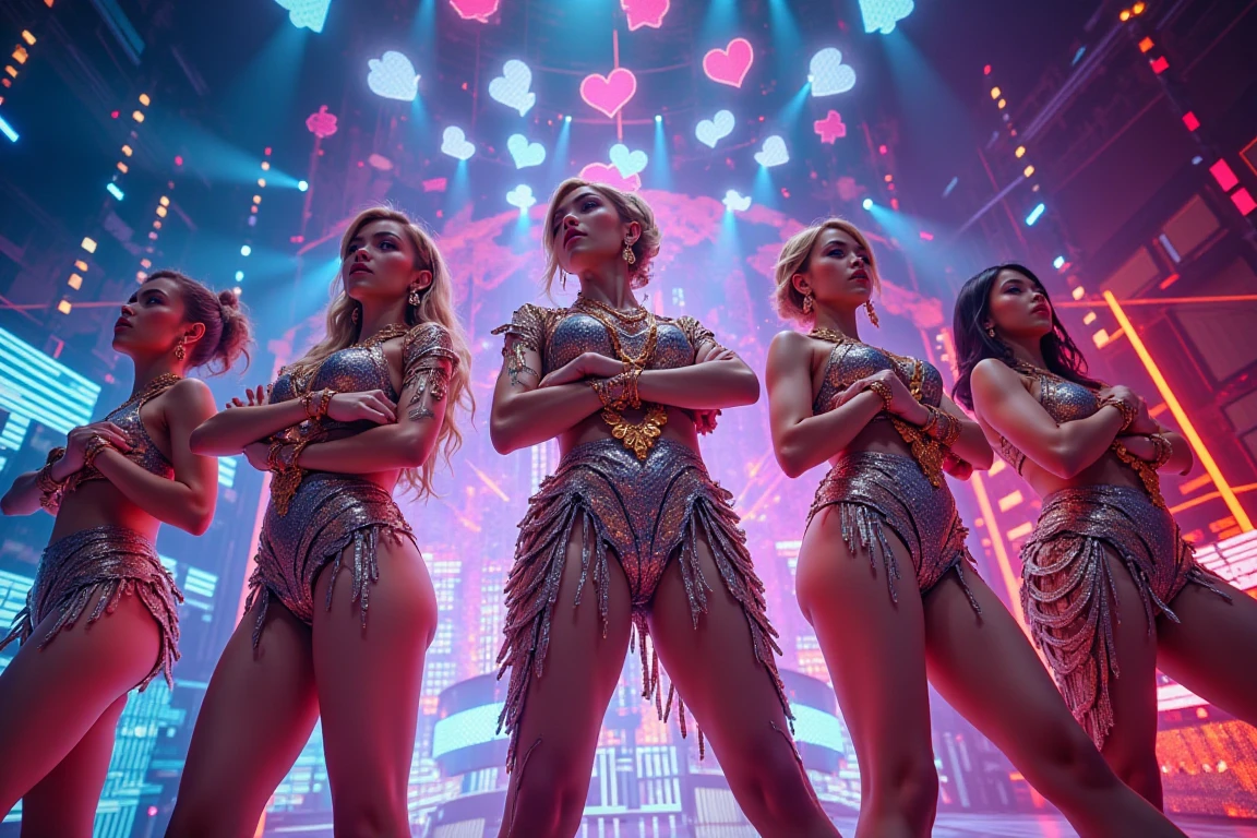 (imagem com qualidade maxima) Nicki Milm para vogue, Nicki Minaj, Nicki Minaj curvas, tracos do rosto da beyonce, traje de general de guerra, cantora negra, no seu show, em cima do palco, with your dancers