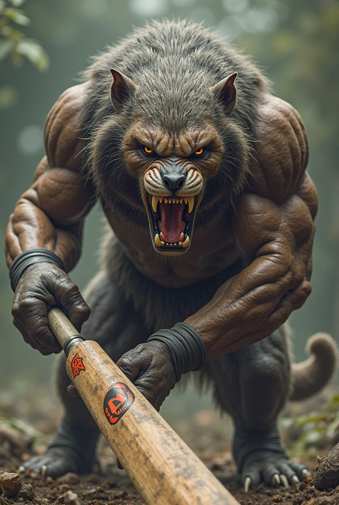 Werewolf in shiny running shorts fingerless gloves open toed socks