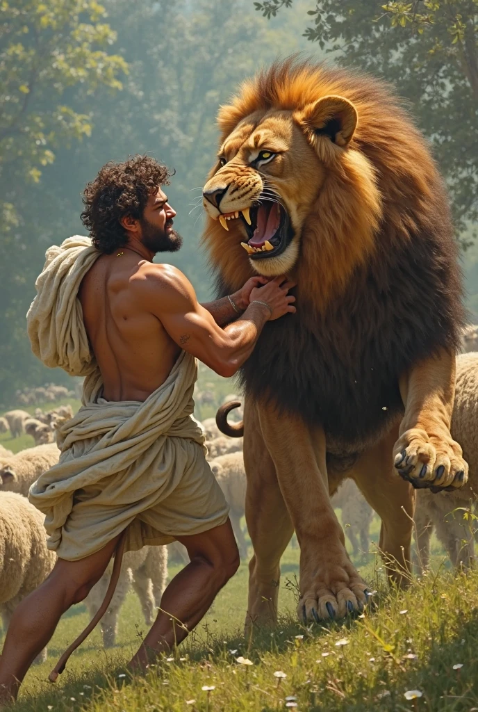 Lion attacking a frightened young gladiator, Coliseu