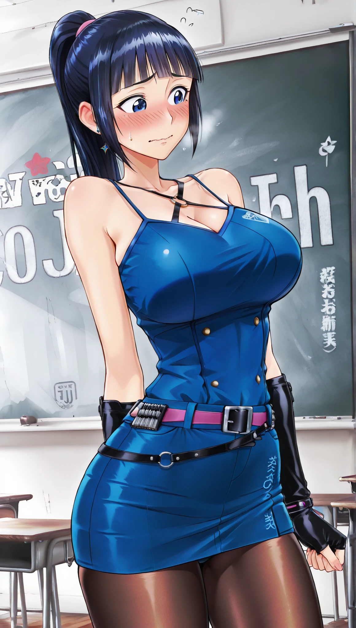 masterpiece, Highest quality, Unreal Engine, Super Resolution, Very detailed,
Beautiful woman, May, alone, uniform, Black Hair, boots, gloves, army, army uniform, Long Hair, iris, belt, coat, Black background, Simple Background, whole body, blunt bangs, bangs, Long Black Hair, Vivid expression, Healthy Body, Beautifully detailed sweat glands, Smooth skin texture, Carefully drawn,
(humidity:1.2), Beautiful Eyes, (Attractive face:1.2), (Beautiful Skin), (Big Breasts), Puffy nipples, Sticky with sweat, In a dynamic pose,
In the world of Dragon Ball, indoor, In the basement,