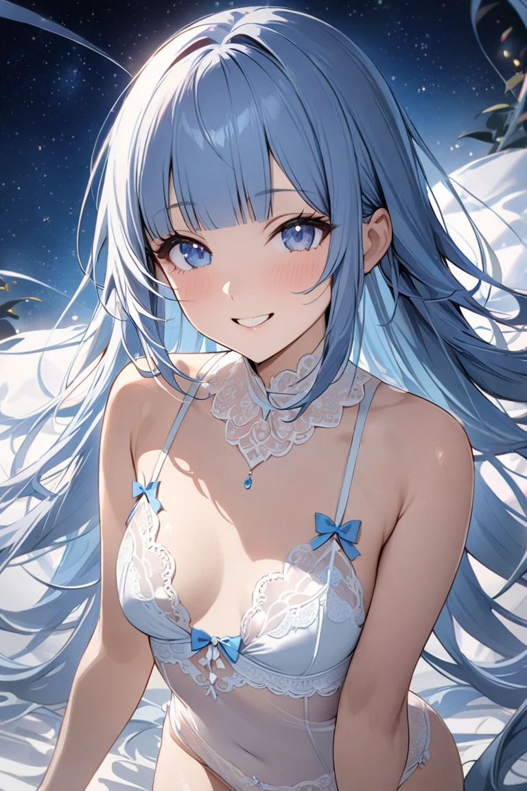 Naked and wearing a magical robe、Big are visible、Pure white magic robe、Cute frilly light blue underwear、barefoot、Hold the magic wand and cast magic、Hellfire Magic