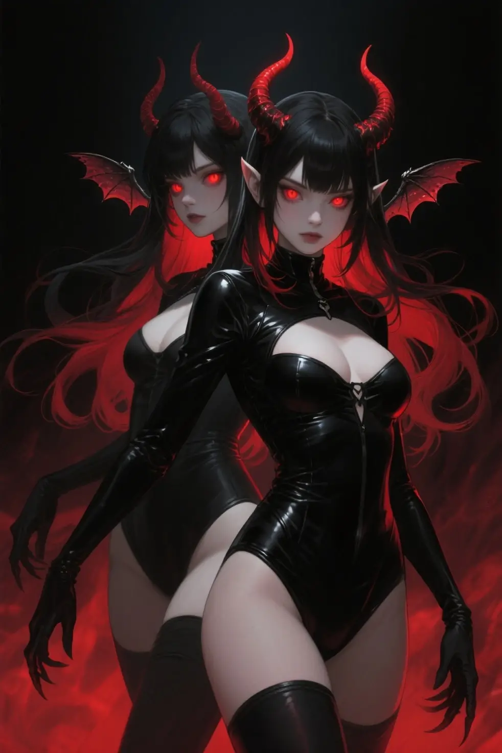 (masterpiece, top quality, best quality, official art, beautiful and aesthetic: 1.2), (1 woman: 1.3) Succubus girl, long black hair, yellow eyes, succubus wing, attractive, flying in the moonlight