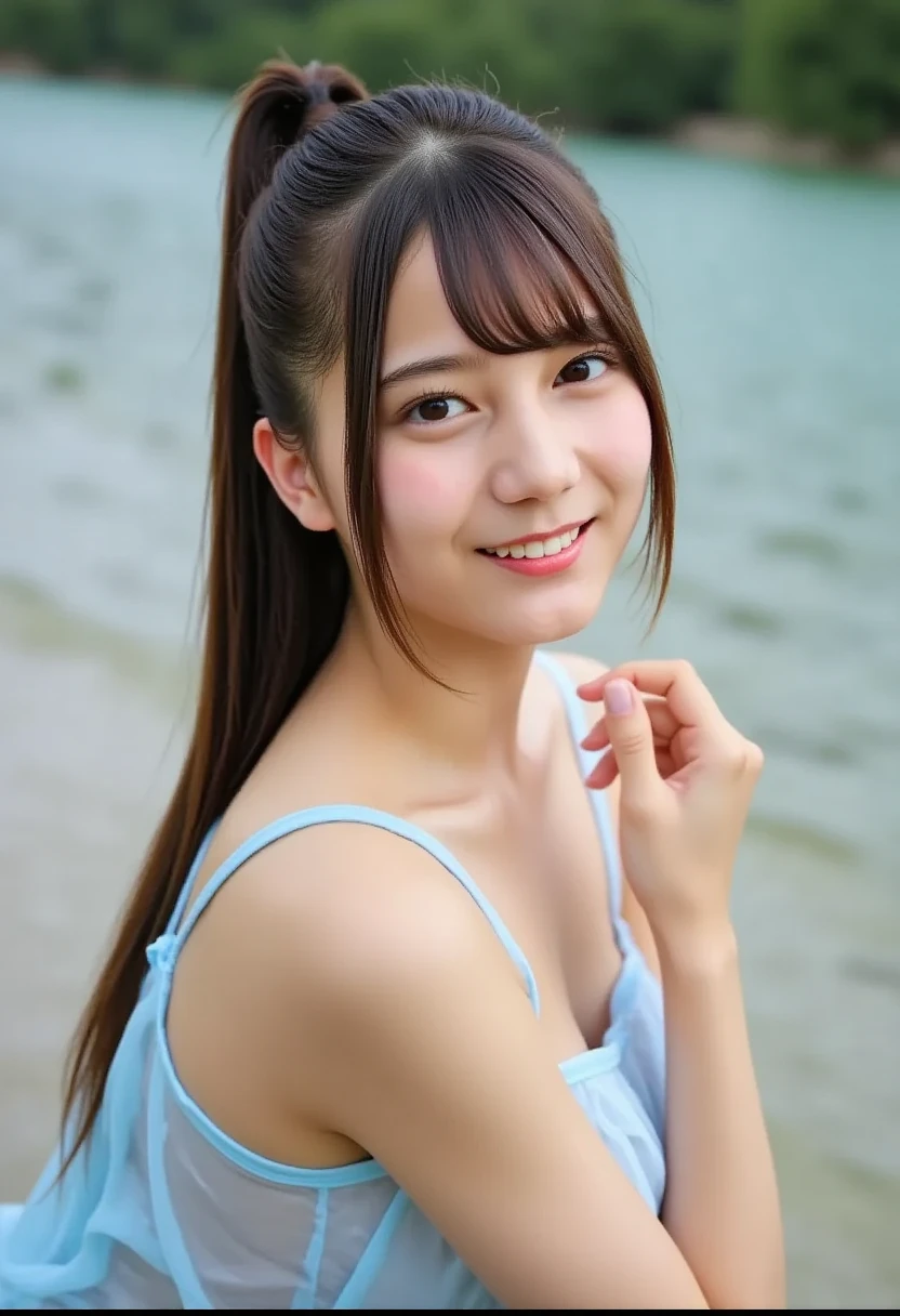 Best picture quality (8K, high resolution, Masterpiece: 1.2), super detailed,  215 Short Hair,Three braids long hair, 16-year-old woman, 

situation: A 16-year-old girl is eating a donut on a park bench。
detailed:
angle: With a girl sitting on a bench、Close-up shot of a donut in hand。
clothing: Simple summer dresses、sneakers、Straw hat。Hair is naturally down。
atmosphere: A park with lots of greenery、A pleasant breeze blows、The sunlight filtering through the trees sways。

Active Pause ,
Beside her、The thunder danced。
break Focus on upper 腰


, random cute pose ,big eyes ,Puffy eyes ,  Heart Pupil, blush  , huge shy smile , salute



