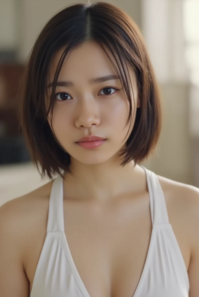 (( PREMIUM QUALITY,  8k )), ((masterpiece)), ( details),     Japanese girl,   first person view   ,One Woman, petite woman ,   Sexy,(  in the bedroom),(((    absurdly large breasts ,    completely naked,  beautiful breasts, short bob hair , black hair))),  dark haired  , ((         No Makeup,  small eyes))