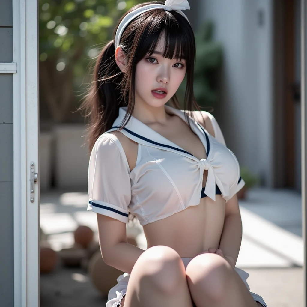 (masuter piece:1.3)、(top-quality:1.4)、超A high resolution、(eye detailed)、(facial features details)、(The specifics of the features of clothing)、nffsw、8K分辨率、solofocus、bangss、skintight、(shinny skin) )、(Girl with a slender waist)、realisticlying、(Extremely detailed illustration)、Check Commentary、Commentary Request、(Western-style room、alchemy、Archaic laboratory、desk and chair、Test tubes and flasks、furnace)、No letters、VirtualGirl-Rin、(A slight smil、A look of shame、A look of bewilderment、look up to)、(Soft big、Rounded protrusion in the center of the areola、small areolas)、(short-hair、White beret)、a choker、1 daughter 26 years old、kawaii、hi-school girl、(the chest is covered with white transparent clothes) 、Small big soft ass、(Covered from calf to toe with black knee-high socks、Black socks up to the toe、Soft thighs、Soft calf、toned ankles、)、(Squats with both knees bent、Opening legs、Straight neck with back and hips)、((squatting in a transparent puddle on the floor、While looking at the puddles、Under the buttocks there is a transparent puddle with a diameter of 450 mm))、 (The female genitalia and butt hole are covered with transparent very small white wet underwear、Water drips)、One person on the screen、Correct quantity of limbs、Emphasis on female genitalia with both hands、
