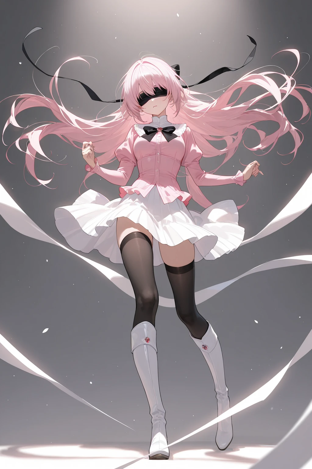 white kneehighs, bare_legs, shirt, nun, pink hair, slit pupils , pink eyes, v, masterpiece,best quality,official art,extremely detailed CG unity 8k wallpaper, show foot,