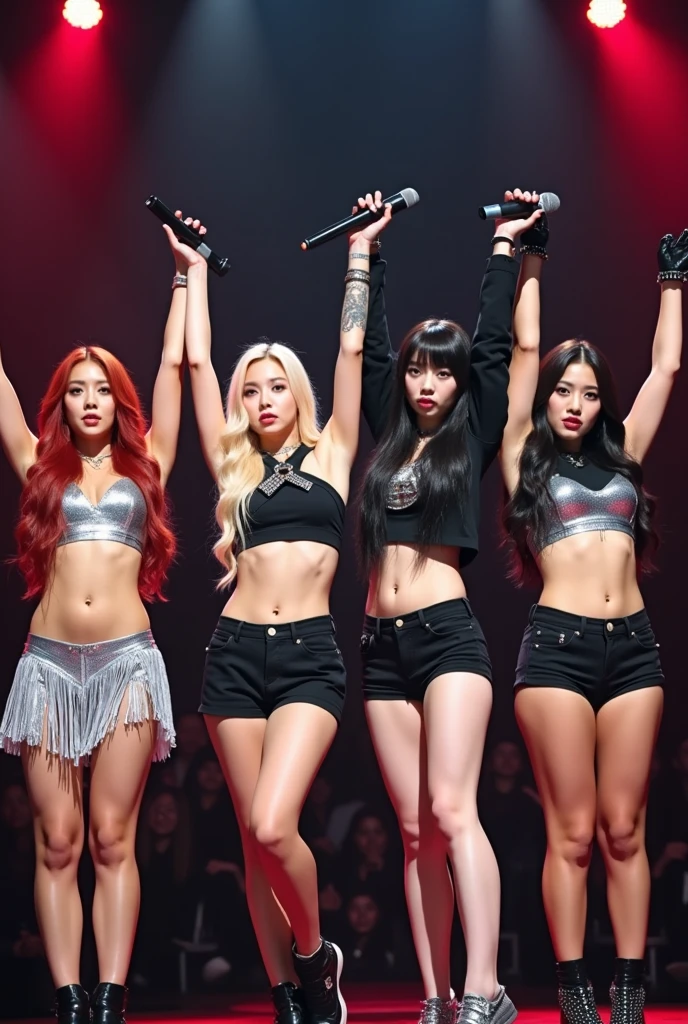 3-member girl group、light pop music group、超High resolution、Ultra high image quality、8k、Wonderful expression with attention to detail、All have long bob cut blonde hair、Cute costumes stage design、Outdoor music hall performance stage

