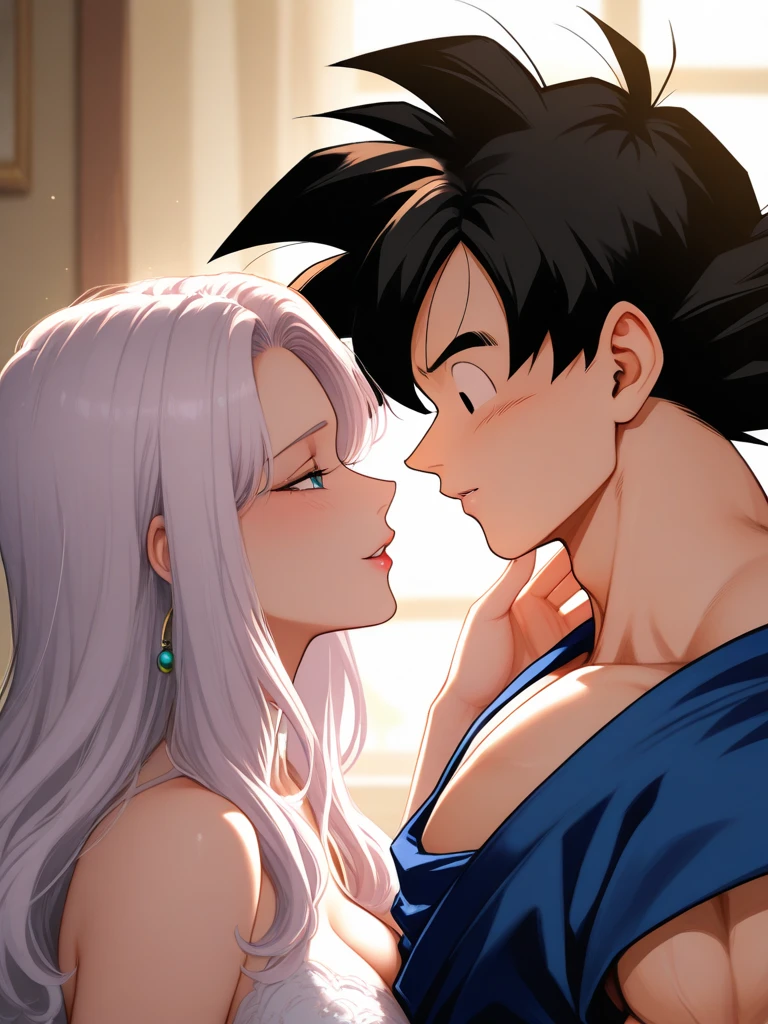 Goku with bulma shirtless Goku press bulmas boobs