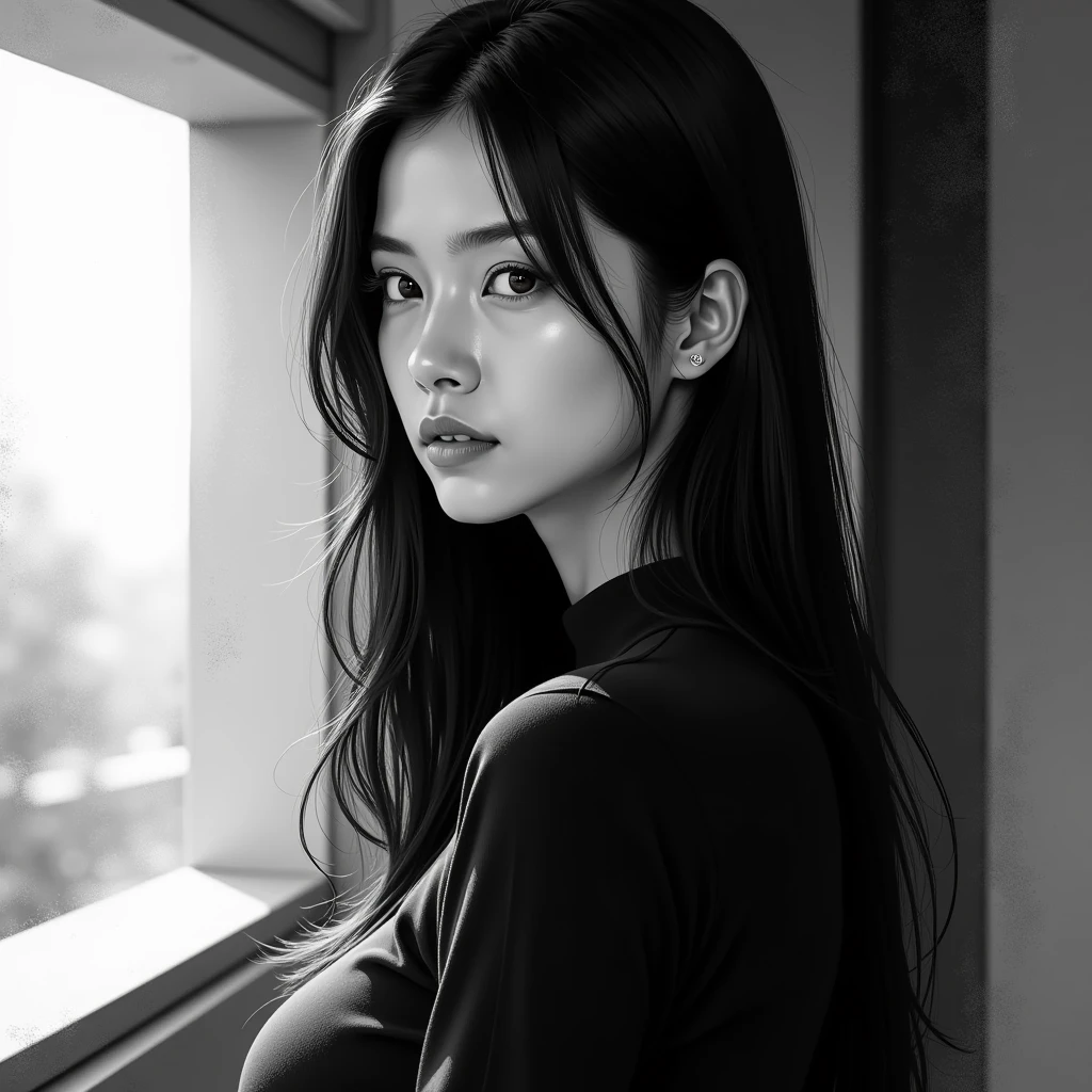 Photo of a Beautiful Korean kpop idol Woman, Summer, Lustful, Film grain, Ilford HP5, 80mm
