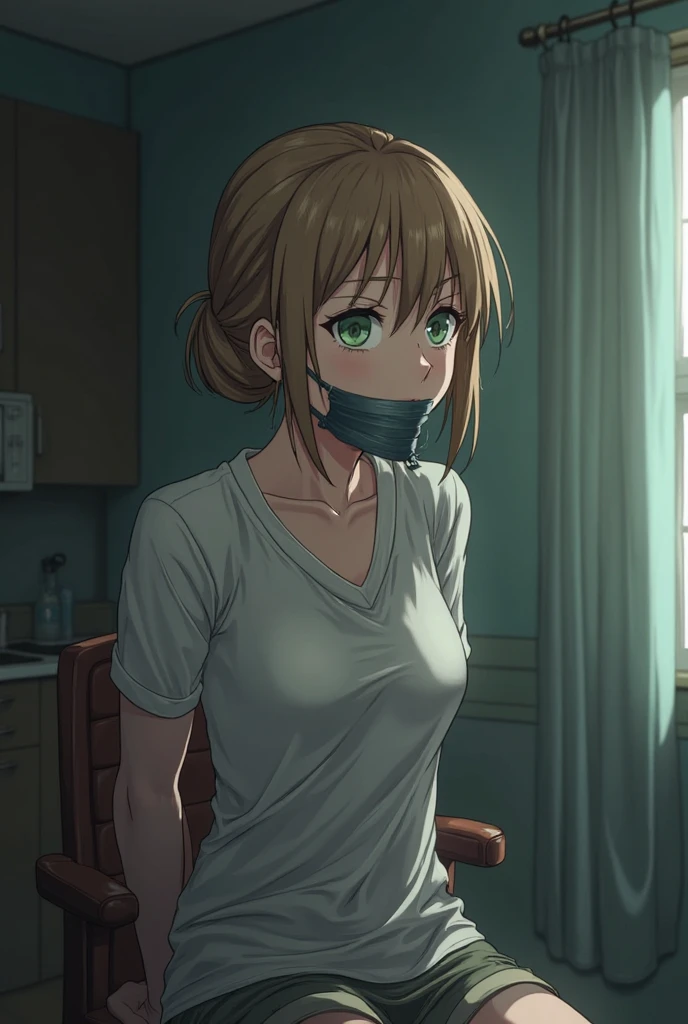 (Highest quality, 4K, 8k, High resolution, masterpiece:1.2), Very detailed, Picturesque, Animated Photography, Photo Animation:1.37)、Browsing Caution、Japanese schoolgirl、Orange Hair、short hair、((Yellow-green ribbon))、((Completely naked))、ecstasy face、(Injury)、facial scar、wounded、(blood)、(((Bloody bandage:1.5)))、choker、leash、pussy juice、sweat、steam、crying、saliva、trembling、Nakano Yotsuba