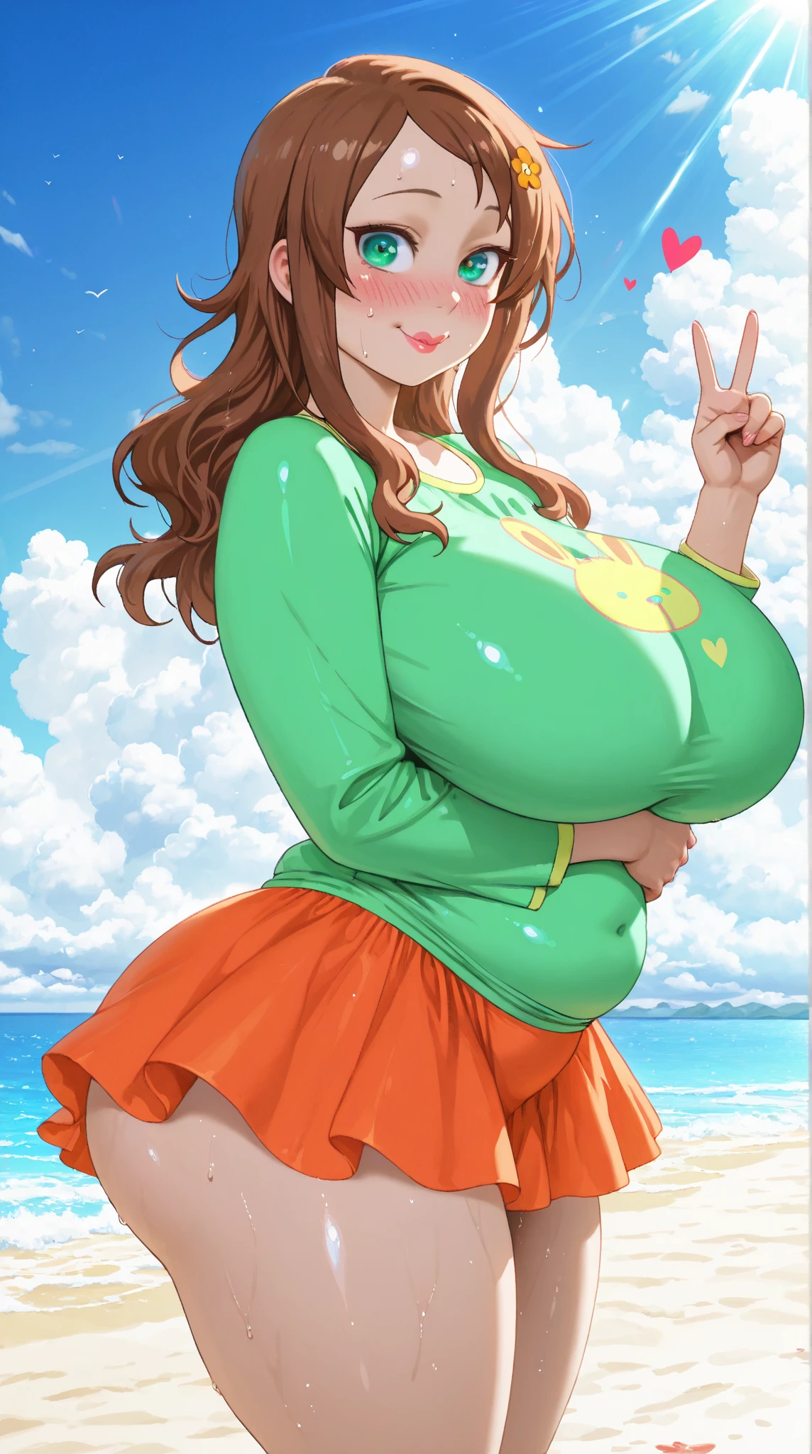 pregnant woman pregnant belly multiple births grabbing own breasts big breasts