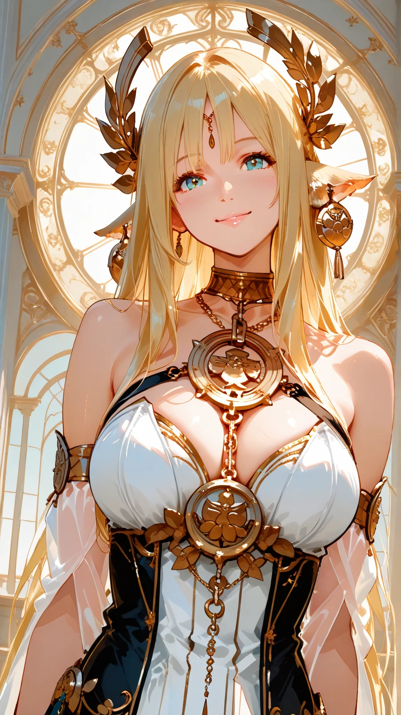(Hermela, Goddess of Day, Incarnation of Day, ((Maiden)), ((Medium Breasts)), (Wife), Integrity, Justice, (Extreme Majesty), Golden Eyes, Golden Lips, Gold Dust, Passion Like Fire, (Creates a Glorious Atmosphere), Fair Skin, Blonde Hair, Short Hair, Beautiful Legs, (Pregnant Mother), Ancient Greek God's Costume, Goddess of Day, (Lots of Exquisite Gold Ornaments), Perfect Flesh, Full of Texture, Scorching Rendering, Jaw-dropping, Captivating visual enjoyment, (( Best Quality)), ((Masterpiece)), Maximum Definition, Multi-layer Texture, Super Detailed, Illustration, (Super Detailed Face), (Perfect Face), Clear Texture, Fine Texture, Ultra HD Detail Display, Excellent Image Performance, High Quality Illustration, Perfect Fit and Harmonious Tone, Deep Lines, Precise Brush Strokes, Strong Three-Dimensional and Delicate Wear, Wonderful Color Matching, Intricate Details