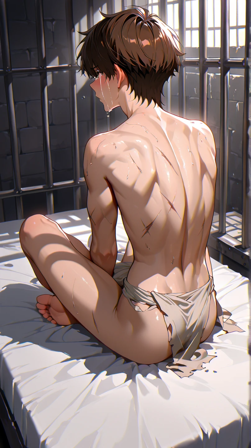 best quality, masterpiece, (realistic: 1.2), 1 man, Eren Jaeger, black jeans, black pants, brown hair, attack on Titan, cold background, black jacket, slim body, high definition, high quality, black clothes