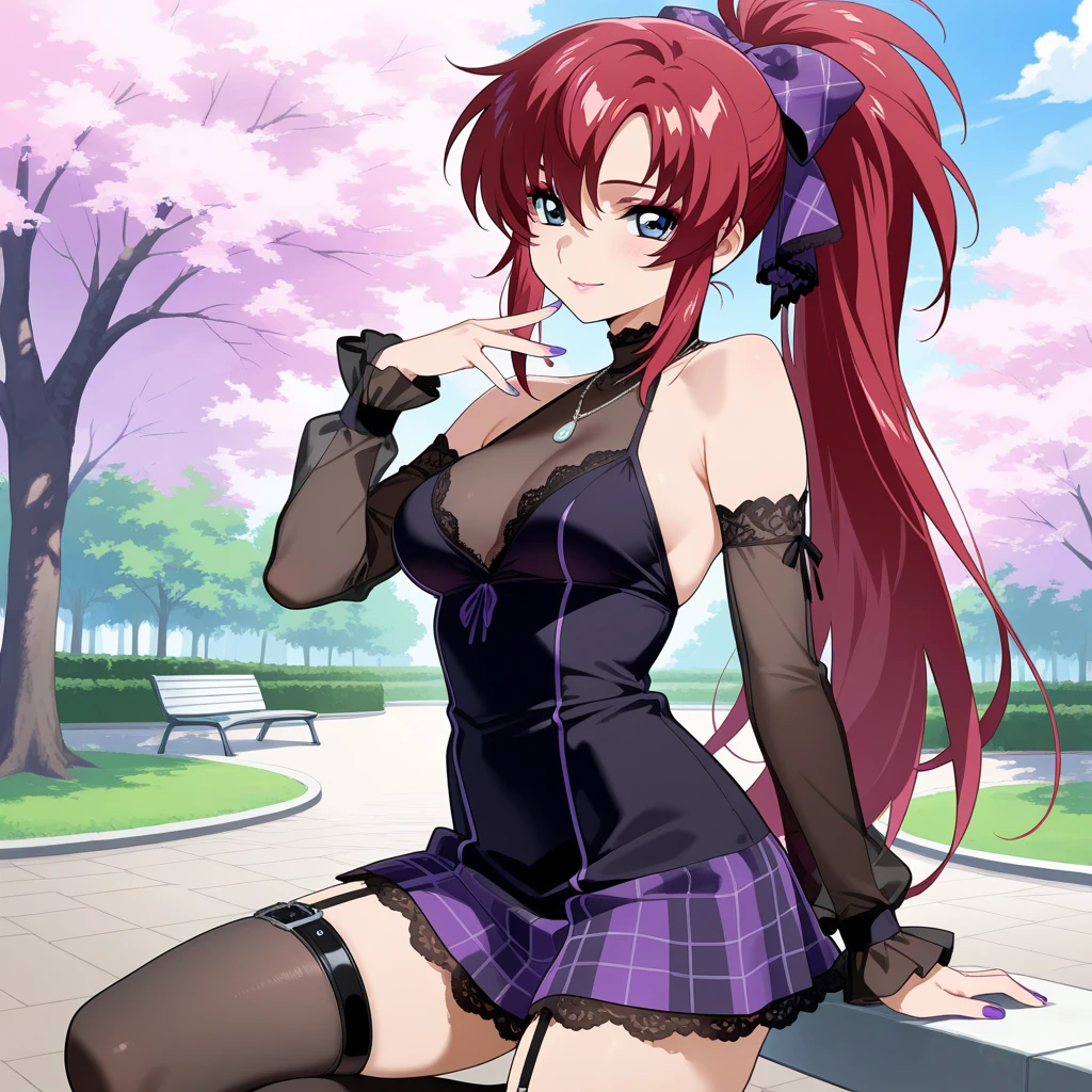 Rias Gremory naked on her knees, blush